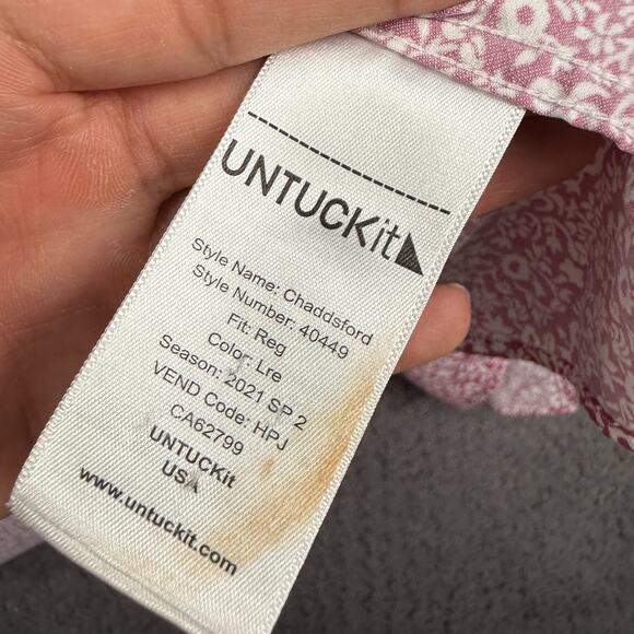 Untuckit Shirt Mens 2XL Red Floral Chaddsford Performance Nylon Blend Stretch - Picture 4 of 8